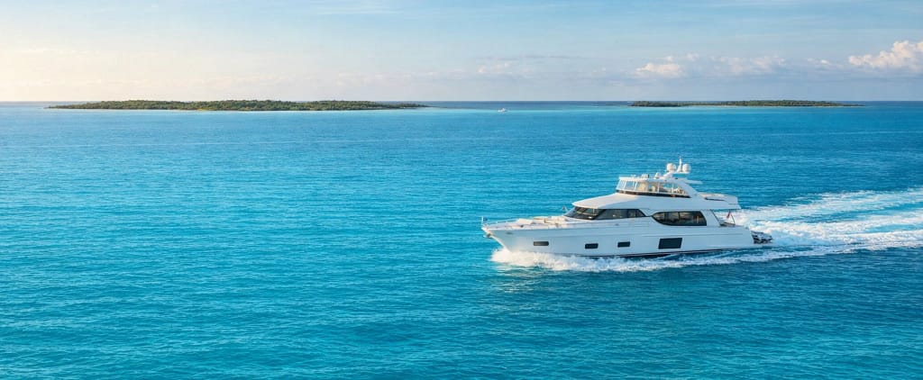 Ocean Alexander 70E cruising the Bahamas